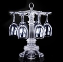 XINDAM 6 Hook Design Tabletop Glass Eiffel Tower Stemware Rack/Rotate 6 Wine Glass Storage Holder Stand Air Drying Rack