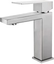 Face Basin Faucet Bathroom Faucet Modern Single Handle for Single Hole Bathroom Sink Faucet Mixer Tap Solid Square Brushed Nickel Finish