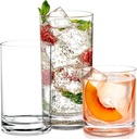 Acrylic Drinking Glasses [Set of 18] Glassware Set Includes 6-17oz Highball Glasses, 6-13oz Rocks Glasses, 6-7 oz Juice Glasses| Heavy Base Glass Cups for Water, Juice, Beer, Wine, and Cocktails…