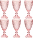 Pink Wine Glasses set of 6,colorful glass goblets made from Solid glass colors, Vintage Pink Glassware, Drinking glasses for Wedding, Birthday,Engagement or fancy glassware for everyday.