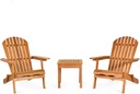 Giantex Adirondack Chair Set 3-Piece Foldable Wooden Chairs Set W/Widened Armrest, Eucalyptus Frame and Side Table Outdoor & Indoor Table Set for Patio Poolside Garden, Set of 3 Wooden Lounger Chair