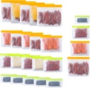 24 Pack Reusable Bags, Dishwasher Safe Silicone Food Storage Bag, 4 Sizes Leakproof Reusable Freezer Bags for Marinate Meats, Cereal, Vegetables, Home.