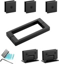 Shower Door Hardware Kit for Frameless Inline Hinged Doors, Includes Hinges, Square Pull Handles and Clamps, for 5/16"–3/8" Glass, Suitable for Bathtub or Standing Shower Setup, Matte Black
