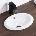 Bathroom Vessel Sink 16'' x 12'' Semi Recessed Bathroom Sink Oval Drop-in Vanity Sink with Overflow White Ceramic Modern Art Basin