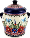 Polish Pottery Market Canister with Lid - 51 Oz., Handcrafted Zaklady Boleslawiec Stoneware, Food Storage Jar, Cookie Candy Jar for Kitchen and Home, Loose Tea, Flour, Coffee