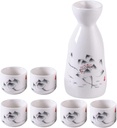 Sake Set Traditional CeramicsSake Serving Sets of 7 Pcs Include 1 Pot and 6 Cups Suitable for Family