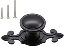 HUAMULAN 10 Pack Knobs,Vintage Dresser Kitchen Cabinet Pulls Zinc Alloy Base Backplate Cupboard Wardrobe Drawer Door Handles,Black Base