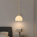 Modern Minimalism Semicircle Shape Pendant Light Metal Glass Hanging Light with E27/26 Base Pendant Lamp for Living Room Dining Room Bedroom Foyer