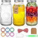 Wide Mouth Mason Jars 64 oz, 3 Pack Large Half Gallon Mason Jars with Airtight Lids and Bands, Clear Glass Canning Jars for Preserving, Pickling, Fermenting, Meal Prep & DIY Crafts (Sunflower)