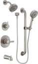 Peerless PTT24447 Precept Pressure Balanced Shower System with Shower Head, Hand Shower, Slide Bar, Shower Arm, Hose, Diverter, Tub Spout, and Valve Trim - Brushed Nickel