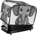 Gray Elephant Cartoon 2 Slice Toaster Covers Bread Machine Cover Quilted Dustproof Fingerprint Protectors Small Washable Appliance Cover Bread Maker Dust Protection Universal Size