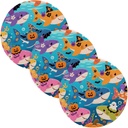 Cute Colorful Sharks for Halloween 3 Pcs Large Trivet Mat for Crock Pot 15in Heat Resistant Hot Pad Kitchen Counter Decor Halloween Decorations