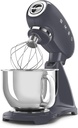 SMEG SMF03 Stand Mixer – 5 Qt Tilt-Head Mixer with Stainless Steel Bowl, 10 Speeds, Retro 50s Vintage Style – Gray