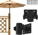 Patio Umbrella Holder 2PCS,Heavy Duty Adjustable Metal Umbrella Clamp Mount Bracket,Outdoor Umbrella Base for Deck Railing,Outdoor Courtyard,Balcony,Boats…