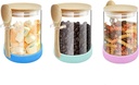 Glass Jars with Bamboo Lids and Spoons, 18.26 oz Borosilicate Glass Jars Containers, Airtight Clear Food Storage Canister for Cookie, Candy, Coffee Bean, Sugar, Matcha Tea, Spices, Dry Goods (3 Pack)