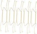 STOBAZA 6pcs Decorative W-Shaped Plate Hangers Heavy Duty Wall Mount Hooks for Art Photos Clocks Easy to Install Golden Finish for Home Commercial Use