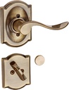 Schlage Lock Company F94ACC609CAMRH Antique Brass Interior Pack Accent Lever Right Handed Dummy Interior Pack with Deadbolt Cover Plate and Decorative Camelot Rose