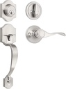 Front Door Handle and Deadbolt Set, Front Door Lock Set, Entry Door Locksets with Deadbolt Single Cylinder, Reversible for Right and Left Handed Satin Nickel Finish