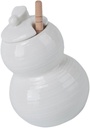 ABOOFAN Honey Pot with Wooden Dipper Pure White Ceramic Honey Dispenser Bee Embossed Design for Home Kitchen Use 1 Set