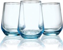 Burns Blue Drinking Glasses, 6 pcs Stemless Wine Glasses Italian-Style, Clear Colored Glass Cup Set, 13 Oz.