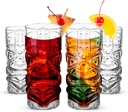 Clear Tiki Glasses, Set of 4 - 450 ML - Perfect for Exotic Cocktails, Lemonade, Ice Tea, Mixed Drinks- Exotic Zombie, Rum, Mai Tai, Pina Colada, Punch, Hurricane, Bar Drinkware