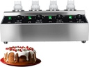 Commercial Electric Cheese Sauce Warmer Dispenser,0.68x4 Qt Hot Chocolate Nacho Cheese 86-185℉ Heater Hot Fudge with Bottles Adjustable