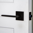 Viaggio QADMHMBLL_PSG_238_LH Quadrato Hammered Left Handed Solid Brass Passage Door Lever Set with Bella Lever and Quadrato Hammered Backplate - 2-3/8" Backset - Satin Black