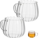 2pcs Transparent Glass Drinking Cups Stylish Coffee Mugs for Breakfast Smooth Edges Capacity Whiskey and Beverage Glasses for Home Restaurants and Coffee Shops