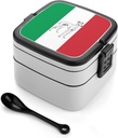 Italy Greyhound Dog Italian Flag Lunch Box with Handle Stackable 2 Layer Leak-Proof Bento Box Portable Food Containers for Unisex