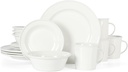 Martha Stewart Cliffield High Fired 16-Piece Porcelain Chip and Scratch Resistant Plates, Bowls, and Mugs Dinnerware Set, Service for 4 - White