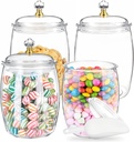 4 Pcs Candy Jars with Lids and Spoons Clear Candy Jars for Candys Cookie Buffet Storage Container Clear Airtight Food Storage Jar Plastic Airtight Apothecary Jar for Home Apothecary Kitchen Wedding