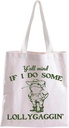 BLUPARK Funny Frog Tote Bag Y'all Mind If I Do Some Lollygaggin' Shoulder Bag Funny Meme Gift Y2K Humorous Frog Gift
