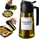TrendPlain - Original 16oz/470ml Olive Oil Dispenser Bottle for Kitchen Gadgets and Air Fryer Accessories - Olive Oil Sprayer for Cooking w/Stickers - Black