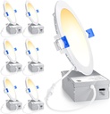 Ensenior 6 Pack 6 Inch LED Recessed Light, Dimmable, 2700K-5000K 5CCT, 1050LM High Brightness, 12W 120V, Damp Rated, Ultra-Thin Canless Wafer Ceiling Light - ETL & FCC & IC