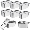 8 Pack Stainless Steel Hotel Pans 1/3 Size x 6" Deep Steam Table Pan with Lids Commercial 22 Gauge Food Storage Containers Catering Metal Steamer Pans Anti Jam Steam Table Pan Restaurant Warm Pot