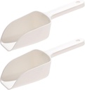 2Pcs Ice Scoop for Ice Machine, Handheld Scoop for Freezer with Hanging Hole, Multi-Purpose White PP for Pet Food, Coffee Bean, Snack & More
