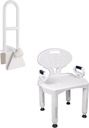 Vaunn Medical Adjustable Bathtub Safety Shower Rail and Tool-Free Adjustable Wide Shower Chair Bundle