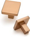30 Pack Champagne Bronze Cabinet Handles and Knobs Square Cabinet Knobs Modern Kitchen Knobs for Cabinets Solid Bathroom Cabinet Knobs Drawer Knobs 1-1/5 inch