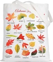 LEVLO Autumn Leaves Canvas Tote Bag Fall Leaves Gift Autumn Theme Shoulder Bag Leaves Merch