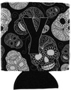 Caroline's Treasures CJ2008-YCC Letter Y Day of The Dead Skulls Black Can or Bottle Hugger Cooler Washable Drink Sleeve Collapsible Beverage Insulated Holder, Can Hugger, Multicolor