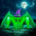 7FT Halloween Inflatables Cthulhu Built-in Bright LED Lights, Halloween Decorations Outdoor Wear Witch Hat Inflatable Cthulhu Blow Up Yard Decoration Blow Ups for Outside Patio Lawn