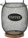 Coffee Pod Holder Coffee Pod Storage Basket Rustic Metal Accessories Modern Container Large Capacity for Dinning Countertop, Blue Black, 13cmx17cm