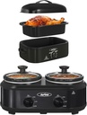 Sunvivi 14-Quart Electric Roaster Oven with Self-Basting Lid And Double Slow Cooker,Turkey Roaster Oven with Removable Pan and Rack,2 Pot Small Mini Crock Buffet Servers and Warmer.