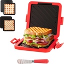 Microwave Grilled Cheese & Breakfast Maker - Fast Cook Waffle, Panini & Sandwich Press (<5 Min), Microwave Cookware, Dishwasher Safe,Easy Clean,2-in-1 Set (Red, 2 in 1)