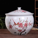 Ceramic Rice Bucket Ceramic Rice And Grain Storage Container With Lid Kitchen Sealed Jar With Lid Grain Dispenser Grain Container Ceramic Rice Jar For Coffee Rice Nuts Snacks Pet Food Tea 5/10kg(D,Cap