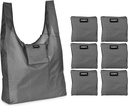 Masirs Reusable Grocery Bag (6-PACK | GREY) - Reusable Ripstop Bags - Large, Strong Eco Friendly Bags - Foldable Shopping Bag - For Kitchen, Grocery & More - Packable Shopping Bag