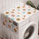 Lunarable Donut Party Washing Machine Organizer, Morning Coffee Sugar Cake Bakery Fresh Smell of Pastry Cakes Ice Cream, Anti-slip Fabric Cover for Washers and Dryers, 47" x 18.5", White Multicolor