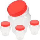 Mikinona 4pcs Heart Shaped Clear Candy Jars Airtight Wide Mouth Snack Storage Containers for Cookies Candy Spices and Cereal Lightweight Food Storage