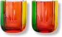 ban.do Bar Glass Set of 2, 10 oz Cute Low Ball Glasses for Adults, Unique Drinking Glasses, Aesthetic Glassware for Bar Cart (Colorblock)