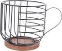 Coffee Capsule Storage Basket,Coffee Pod Holders for Counter,Cup Shape Black Iron and Pine Coffee Pod Holder for Coffee Bar Counter
